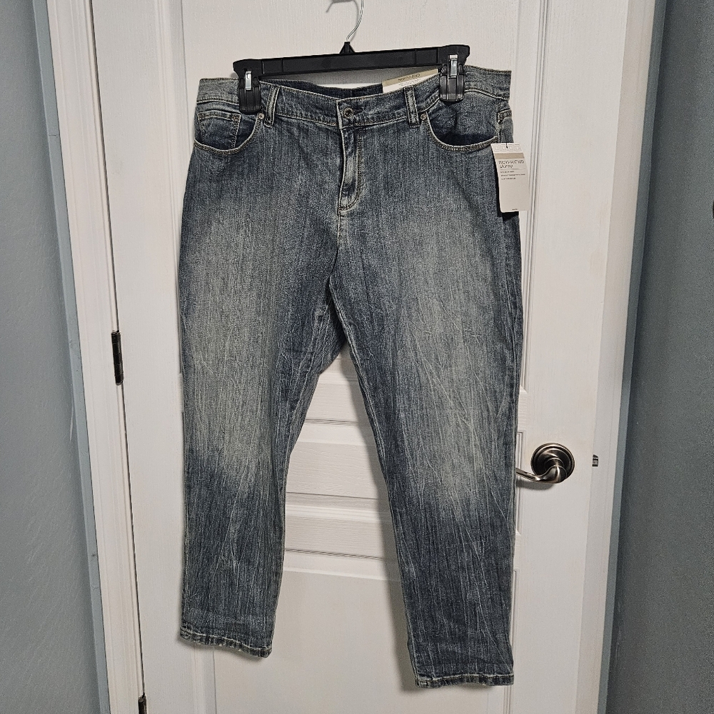 Liz Claiborne Boyfriend Distressed Jeans Cropped Denim Women's 18